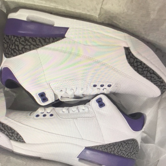 White and Purple Jordan Sneakers